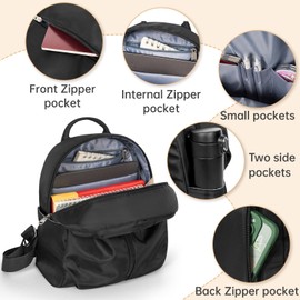 FREEAMG Mini Backpack Purse Small Cute Women Bag Lightweight Daypack for Travel (Black)