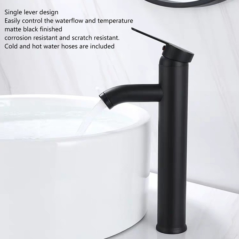 Black Faucet Bathroom G1/2 Stainless Steel Easy Control Matte Black