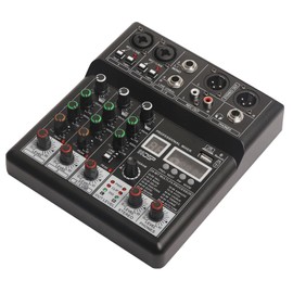 Dj Mixers, 4 Channel Audio Mixer, Sound Board with Bluetooth Player, Usb Audio Interface with 48V Phantom Power, Sounds Mixer Board with 99 DSP FX Reverb Delay Effect