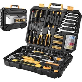 DEKOPRO 208 Piece Tool Set,General Household Hand Tool Kit, Auto Repair Tool Box with Plastic Toolbox Storage Case