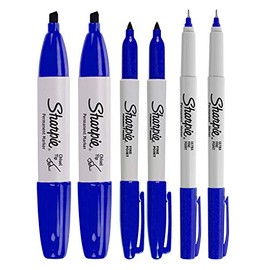Sharpie Permanent Markers, 6 Pack Assorted Sizes, Ultra Fine Tip, Fine Tip and Chisel Tip Permanent Markers (Blue)
