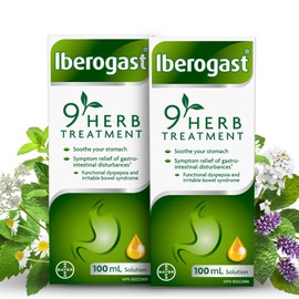 Iberogast 9 Herb Gut Health Treatment - Naturally Sourced Extracts, Gut Health Supplements For Women And Men, Digestive Supplements To Relieve Gastrointestinal Disturbances And IBS Symptoms, 2x100ml