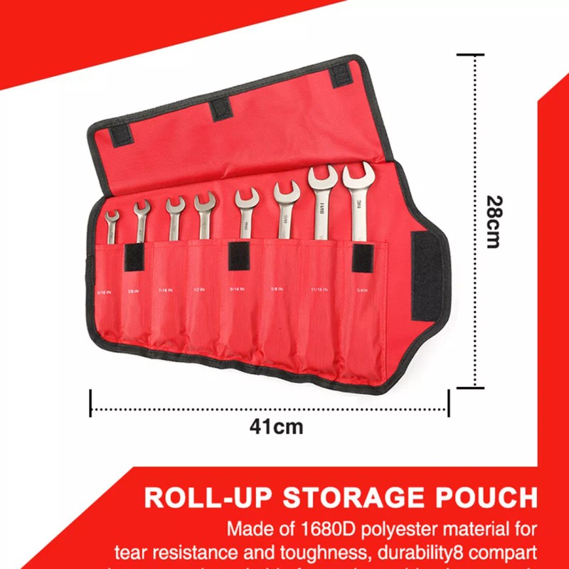 WORKPRO 8PCS Flex-Head Ratcheting Combination Wrench SAE Set 5/16"-3/4" 72-Teeth