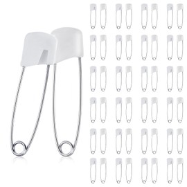 LIQWEI 50 Pcs Diaper Pins, 2.2 Inch Plastic Head Safety Pin with Safe Locking Closures, Cloth Diaper Nappy Pins with Locking Closures Stainless Steel