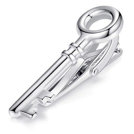 HONEY BEAR Mens Boys Skinny Narrow Key Tie Clip Bar for Wedding Gift 4cm Silver