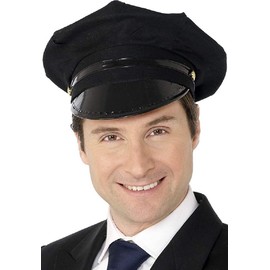 GREY LOOK GL UNISEX CHAUFFEUR CAP DRIVERS COPS & ROBBERS PEAKED HAT FANCY DRESS ACCESSORIES