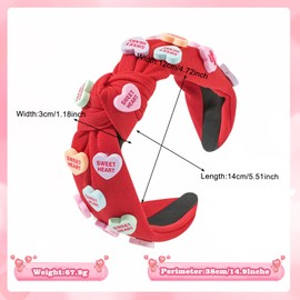 Headband Knot Valentine's Day Headband Women's Heart Headband Girls Children Headband Girls Headband with Bow Hair Band Vintage Red Headband Women Wide
