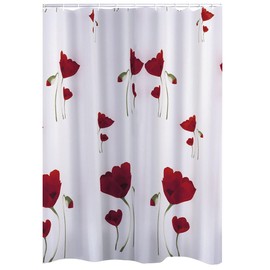 RIDDER リダー シャワーカーテンテキスタイル ヒナゲシ ユニットバス 浴室 間仕切り フラワー 180x200cm RI47800