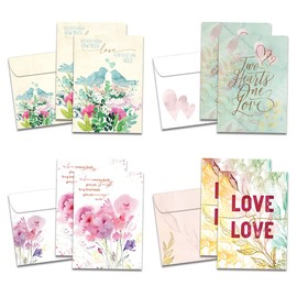 Tree-Free Greetings Wedding Cards - Artful Designs - 8 Assorted Cards + Matching Envelopes - Made in USA - 100% Recycled Paper - 5"x7" - Love Hearts (GA60103)