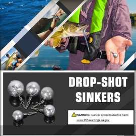 AMYSPORTS Casting Bass Weights Sinker Lead Round Removable Fishing Weights Sinker Drop Shot Fishing Sinker Freshwater 25pcs 3/8oz