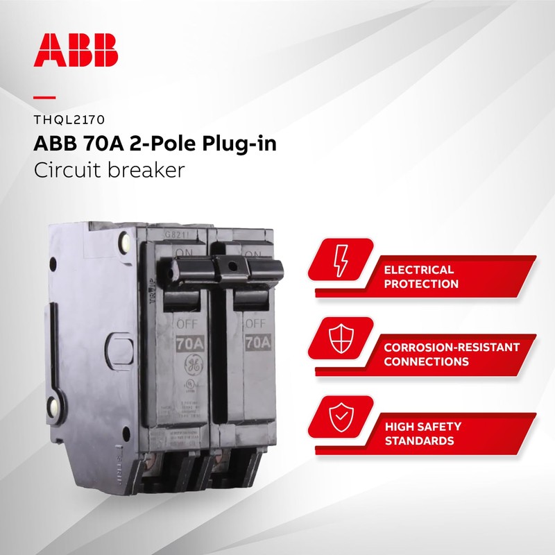 ABB THQL2170 70A DP Circuit Breaker • 70 A, 2-Pole,