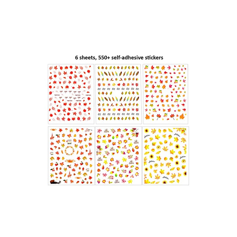 Winstonia 550+ Pcs Fall Autumn Nail Stickers for Easy Manicure