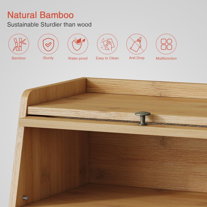 Goozii Large Bread Box for Kitchen Countertop, Double Layer Breadbox
