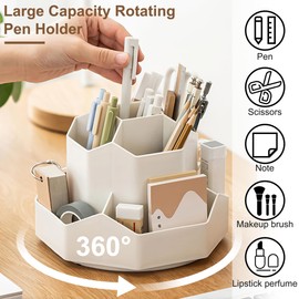 Desk Organizer Rotating Pen Holder 360 Degree Rotating Pen Holder with 9 Compartments for Brushes Makeup Office Supplies at Home