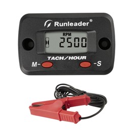 Runleader LCD Operator Hour Counter Tachometer with Alligator Clip, Maintenance Reminder for Lawnmower, Generator, Motorcycle, ATV, Outboard Motor, Jet Ski, Chainsaw, etc.