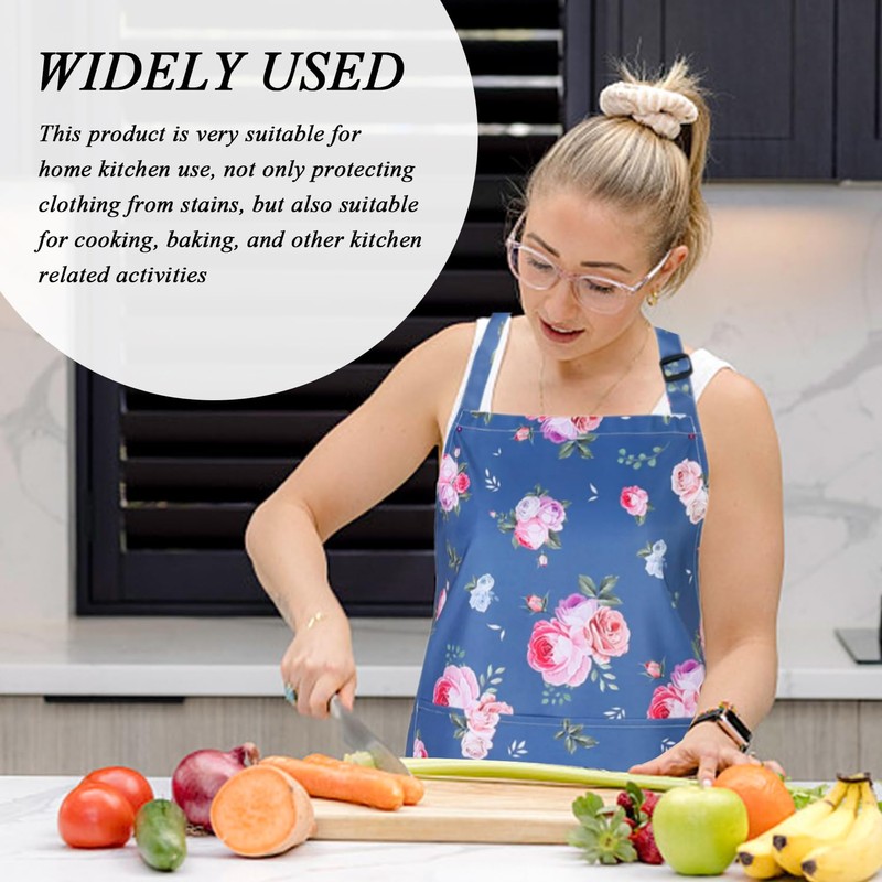 CYNOSURETECH 2 Floral Pattern Aprons And 2 Hooks, Waterproof Apron,