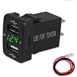 Iwamatu Toyota A Type Dedicated Daihatsu Car Voltmeter Included Rapid 4.2A Dual USB Port Green LCD