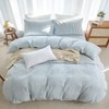 LIFETOWN Striped Duvet Cover Set 100% Washed Cotton Linen Feel