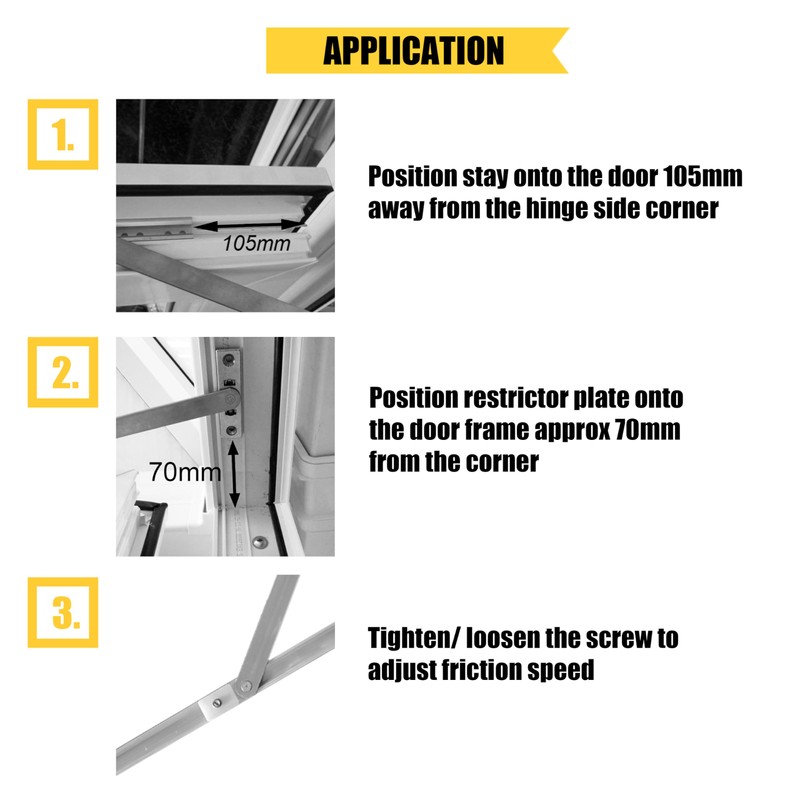 Home Secure™ uPVC Door Restrictor Stay. 335mm For uPVC, Aluminium,