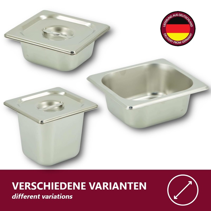 HOOZ GN Container 1/9 Stainless Steel, 150 mm Height, Food