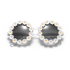 SUCHUANGUANG Daisy Round Sunglasses Party Glasses Women Girls for Sunglasses UV400 Beachwear Edging