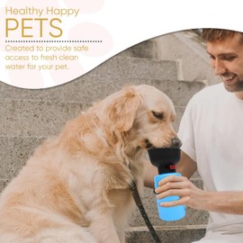 Portable Dog Water Bottle Dispenser, 21OZ / 600ML Large Dog Travel Water Bottle Squeeze Pet for Walking On The Go, Dog Hiking Accessories for Outdoor Walking, Hiking, Travel (Blue, L)