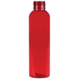 Premium Essential Oil 4 Ounce Cosmo Round Bottles, PET Plastic Empty Refillable BPA-Free, with Black Ribbed Lined Non-Dispensing Caps (Pack of 12) (Red)
