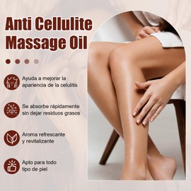 2PC Anti Cellulite Massage Oil,Aceite Corporal Reafirmante，Reafirma la Piel, Hidrata Profundamente y Suaviza Piernas, Muslos, Glúteos y Abdomen