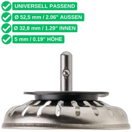 Replacement Seals for Strainer Baskets, Pack of 2, Black, Rubber, Sink Strainer Basket Sealing Ring with Diameter 52.5 mm Outer, Diameter 32.8 mm Inside, 5 mm Thickness, Accessories for Kitchen Sink,