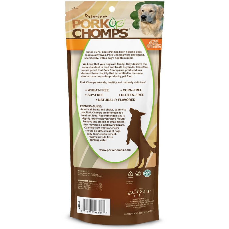 Pork Chomps Dog Chew, 7-inch Crunchy Bone, Chicken Flavor, 1