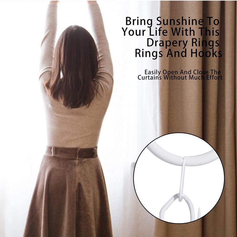 60 Pcs Metal Drapery Rings & Curtain Hooks, 30 mm