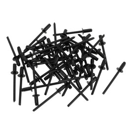 TUCKBOLD Open End Large Flange Blind Rivets Black 50 Pcs 4mm Grip Diameter 6mm Grip Length 8mm Flange Diameter Stainless Steel