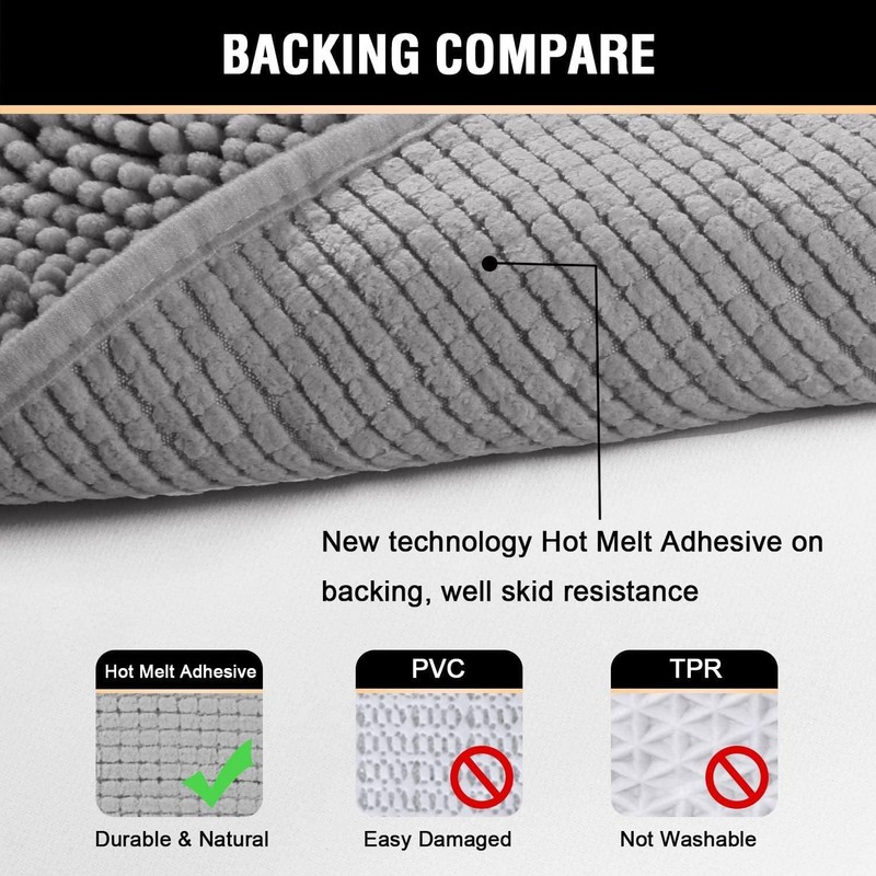 Smarcute Luxury Bath Mat for Bathroom Chenille Bathroom Mat Water