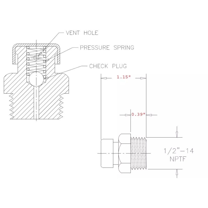 Autotech Bush Hog 1/2"-14 NPTF Pressure Breather Vent Plug (09-008)