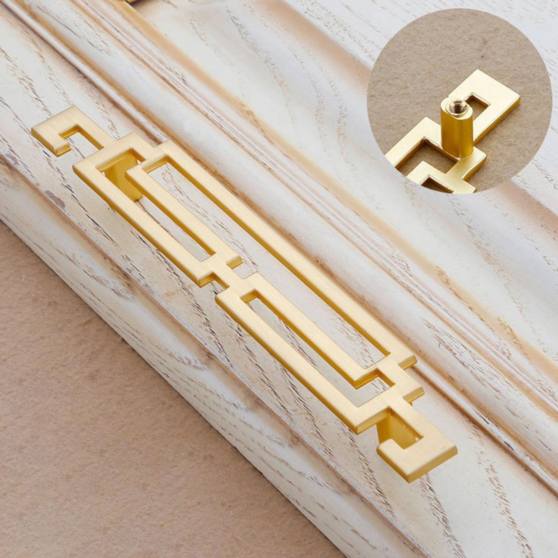 WJXFHTD 4PCS Art Decor Drawer Pulls, Chinese Hollow Gold Handle