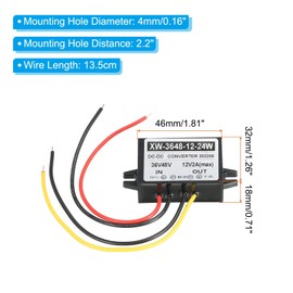 PATIKIL DC 36V 48V to DC12V 2A 24W Power Converter Regulator Plastic Shell for LED Solar System