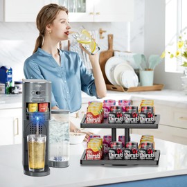 EnigmaSoul Flavor Storage Holder for Ninja Thirsti, 360° Rotating Storage Rack Holds 24 Pods, Compatible with Ninja Thirsties Drink System Soda Machine Syrup Holder Accessories (Shelf Only)