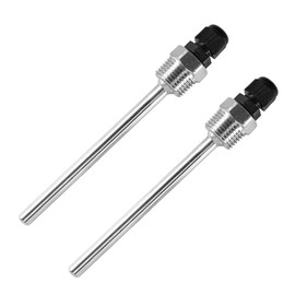 2 x Stainless Steel Immersion Sleeves, G 1/2 Inch Thread for Temperature Sensor, 8 x 200 mm Immersion Sleeves Protective Tube for Temperature Sensors, Immersion Protection Tubes for