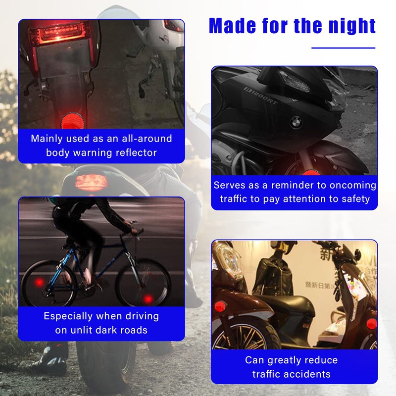 Dickno 2 PCS M6 x 1.0 Motorcycle Reflectors, Plastic Screw