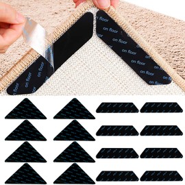 Pack of 16 Carpet Non-Slip Underlay, Washable and Reusable Carpet Non-Slip Underlay, Triangular Non-Slip Pads for Hardwood Floors, Carpets and Mats, Strong Adhesion (16 Pieces)