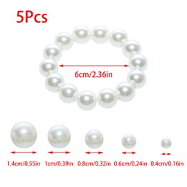 YUYUDEHM 5 Pcs White Pearl Bracelets, Stackable Pearl Stretch Bracelets, Faux Pearl Bracelets for Lady, Wedding (White)