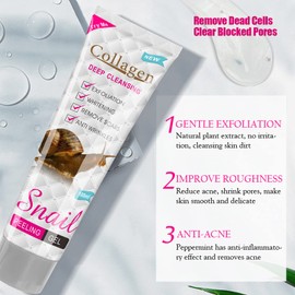 100 ml Exfoliating Gel Acid Exfoliating Gel Collagen Skin Pore Cleansing Dead Skin Removal Face Cleansing Deep Cleansing Face Cleanser for Smoother, Radiant Skin