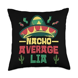 Not Your Ordinary Name. Nacho Average Lia Throw Pillow, 18x18, Multicolor