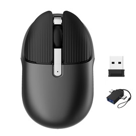 Ratón inalámbrico de carga, lindo ratón silencioso para computadora con receptor USB, 2.4 GHz, óptico inalámbrico, mini mouse de oficina en casa para laptop, laptop, laptop, PC, computadora (gris)
