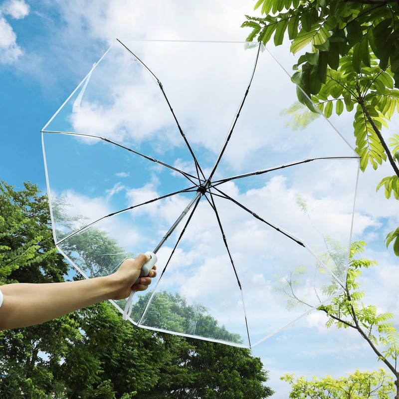 VALICLUD Automatic Opening Close, Transparent Pocket Umbrella, Easy to Carry,