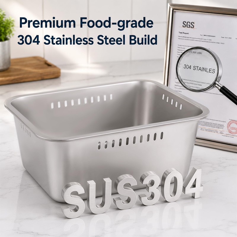 3 Pack Dish Pans for Kitchen Sink, Stainless Steel, 10L,