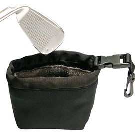 SUBORAWOS Golf Club and Golf Ball Cleaning Bag, Waterproof Liner Detachable Clip, Machine Washable, Golf Accessory Cleaning Bag (Black)