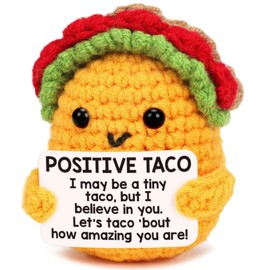 Mini Funny Positive Crochet Taco Gifts,3.15in Creative Cute Taco Crochet Animals Knitted Decor,Emotional Support Inspirational Taco Decor,Inspirational Gifts for Women Men Birthday Presents