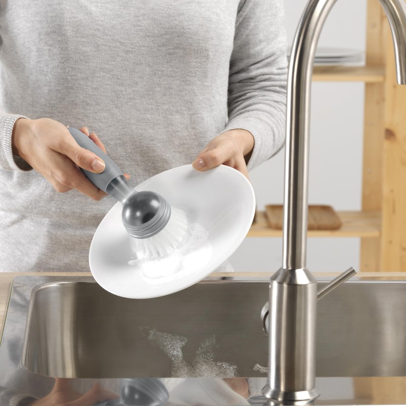 Vigar Rengo Soap Dispensing Dish Brush, Grey