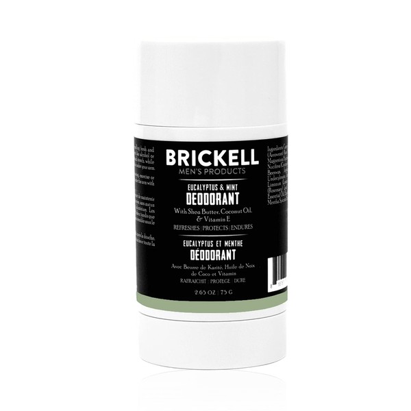 Brickell Men's Products Natural Deodorant For Men, Natural and Organic, Aluminum, Alcohol, and Baking Soda Free, 2.65 Ounce, Eucalyptus & Mint